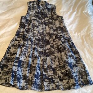 Elegant Blue and Gray Linen dress